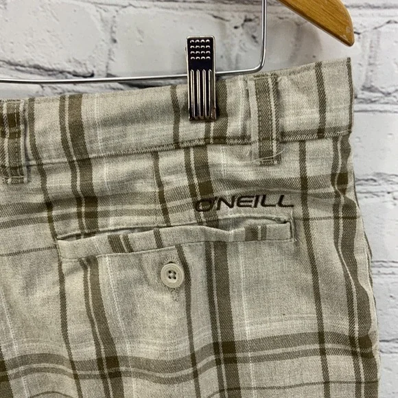 Oneill Board Shorts Mens Sz 36 Beige Plaid Casual - Picture 6 of 11